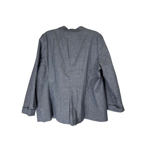 J Crew Gray Cotton Linen Preppy Single Breast Long Roll Cuff Blazer Size 20 - Picture 5 of 10